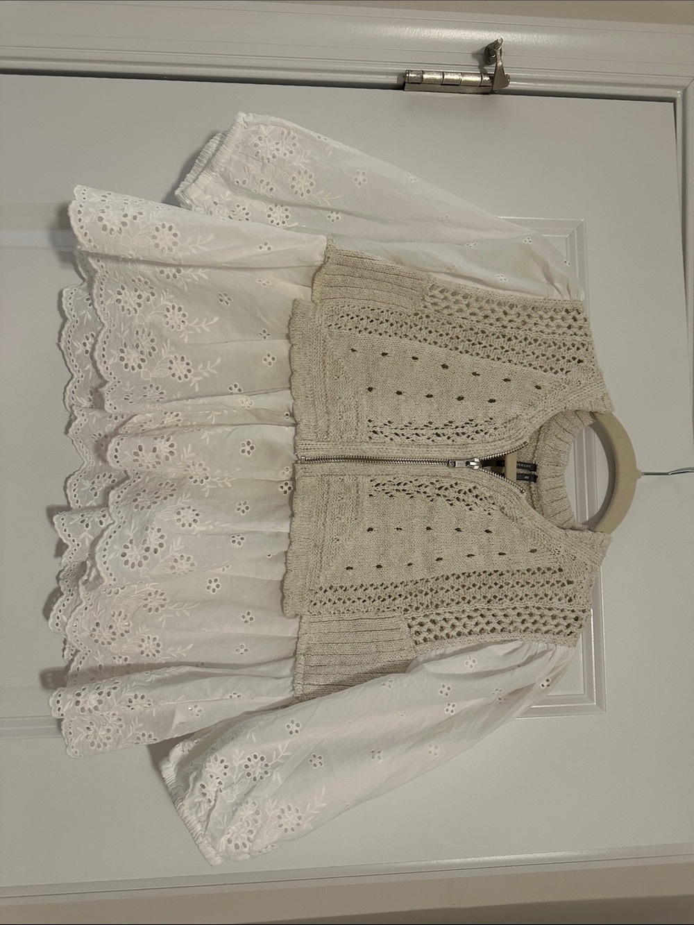 NWOT Anthropologie 1/2 Zip Sweater Eyelet Top - Picture 5 of 7